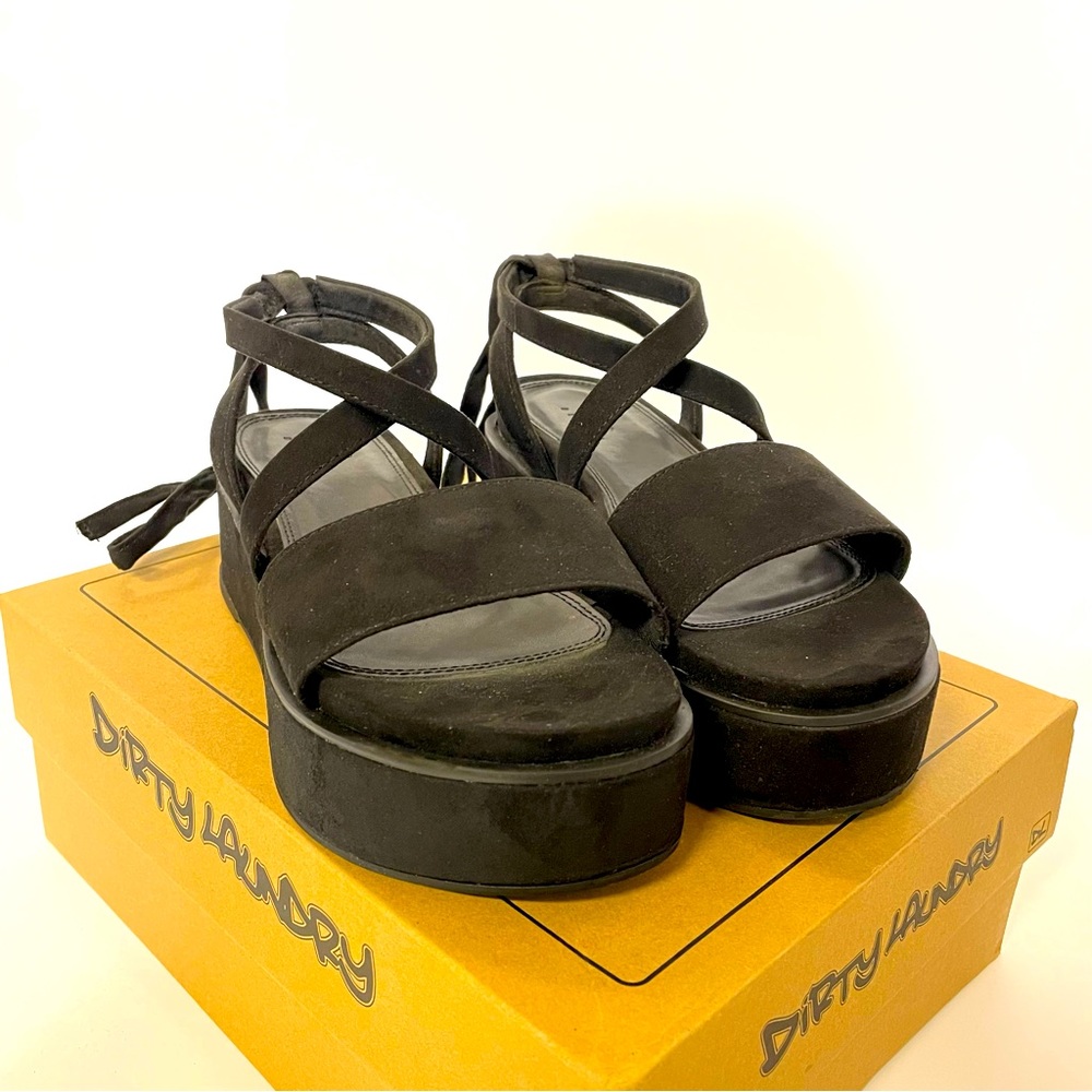 ASOS Women Wide Fit Platform Crisscross Black shoes , US size 7.5 UK size 5
